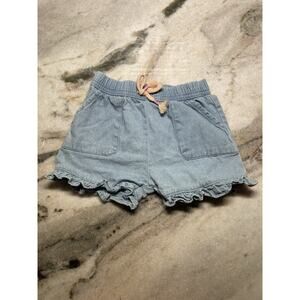 Nicole Miller New York Denim Shorts Washed Chambray Girls Size 5 Ruffle Hem